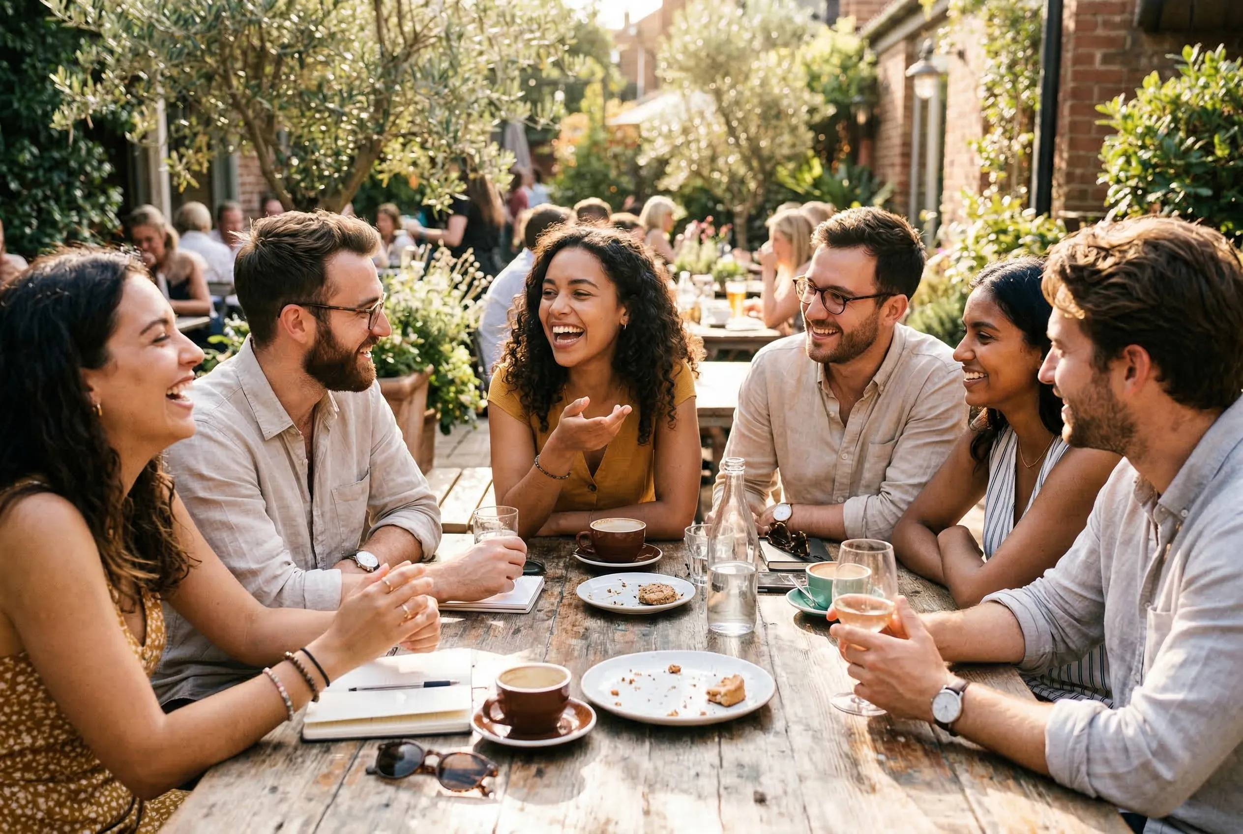Groep in gesprek buiten